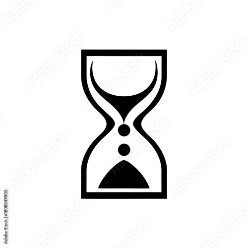 Silhouette of an hourglass with sand on transparent background