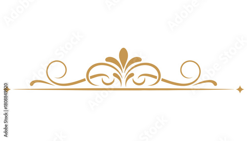 Ornate gold flourish divider with swirling curves and star accents on white background vector