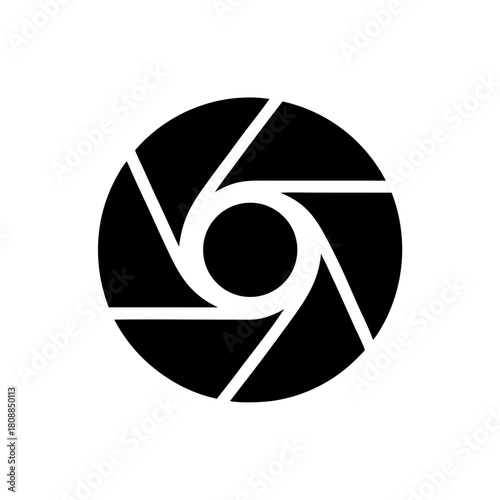 Abstract aperture shape in black color on transparent background silhouette