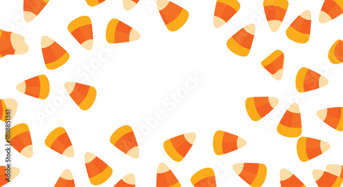 A festive autumn border of colorful candy corn creates a cheerful and inviting seasonal frame, perfect for Halloween or fall-themed designs.