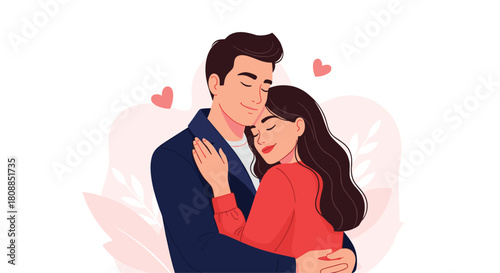 A loving couple embraces tenderly, sharing a warm and affectionate moment filled with love and connection, perfect for illustrating relationships and romance.