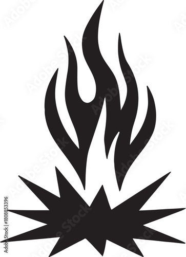 Silhouette vector of meteor impact explosion, dramatic blast icon, isolated on white