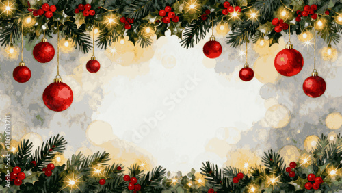 Yuletide Cheer Merry Christmas isolated watercolor vector illustration svg