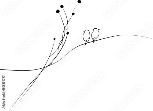 line art of bird in black and white design