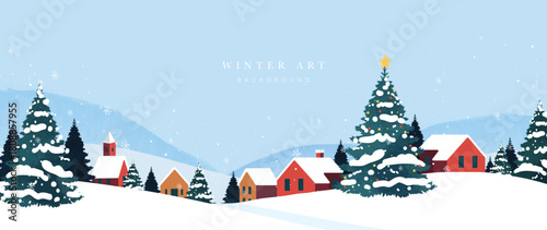 Winter background vector. Hand painted watercolor drawing for Christmas and Happy New Year season. Background design for invitation, cards, social post, ad, cover, sale banner and invitation.