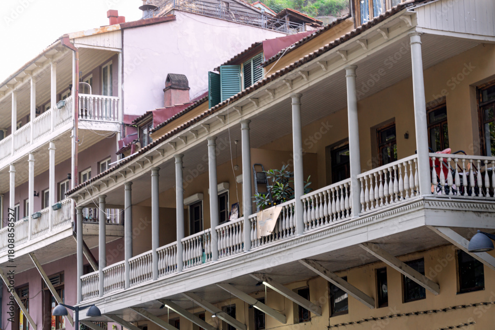 Fototapeta premium Tbilisi's landmarks from above. Traveling around Georgia. View of Tbilisi in autumn, October2025.