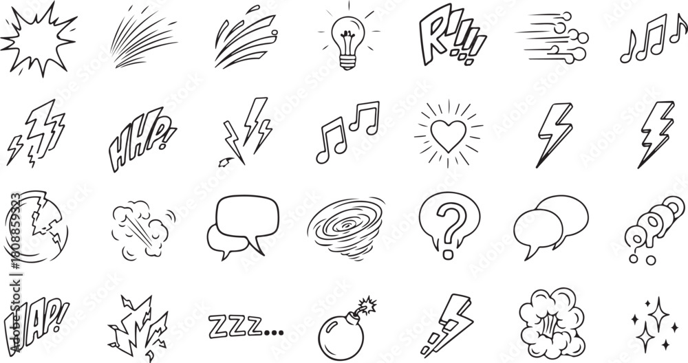 Obraz premium set of hand drawn sketch icons