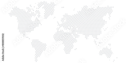 Dotted world map. Flat design, vector illustration.