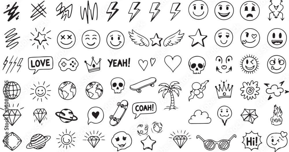 Fototapeta premium hand drawn icon vector set