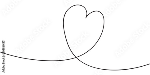 One line drawing heart. Love sign in continuous one line drawing. Minimalistic modern line art. Vector illustration.
