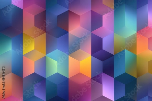 Geometric 3D Cube Pattern with Vibrant Color Gradient