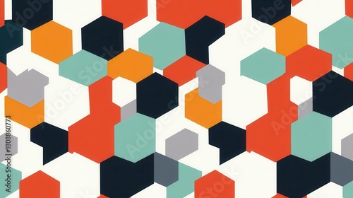Geometric Hexagon Pattern in Vibrant Colors for Design