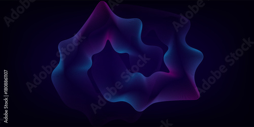 A circular design of sound waves radiates in vibrant neon colors, creating a mesmerizing visual effect against a dark backdrop.