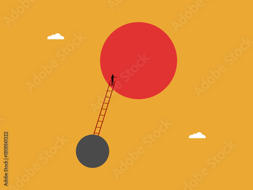 businessman successfully climbs the ladder