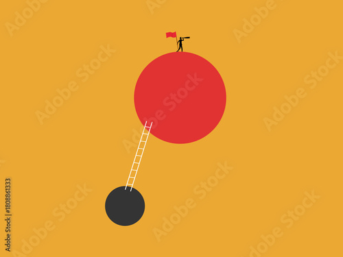 Businessman Seeing New Opportunities on the Career Ladder