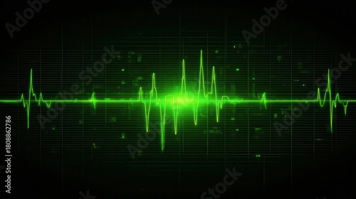 Green Heartbeat Pulse Waveform on Black Background