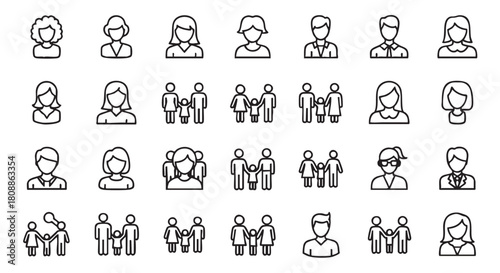 Diverse People Icons Representing Various Identities and Family Structures