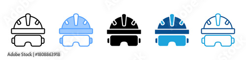 Safety Helmet icon sheet multiple style collection