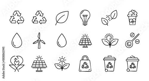 Eco friendly sustainable energy and environment vector icons design element