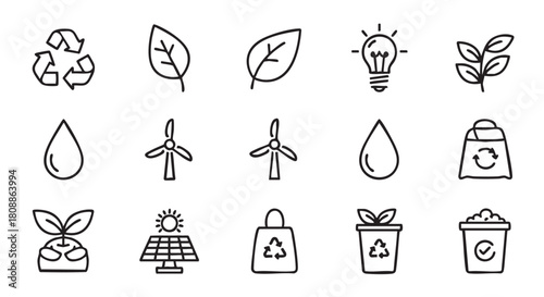 Eco friendly symbols for environmental protection and sustainable energy sources