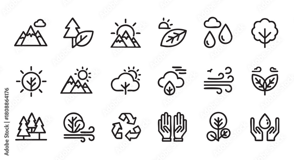 Fototapeta premium Ecology and Nature Icons Graphic Resources Environment Set Design Vector