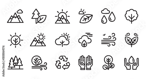 Ecology and Nature Icons Graphic Resources Environment Set Design Vector
