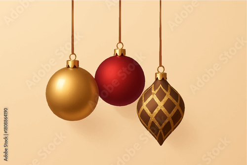 Minimalist Luxury Christmas Baubles – Elegant Hanging Ornament Vector for Branding and Holiday Packaging
