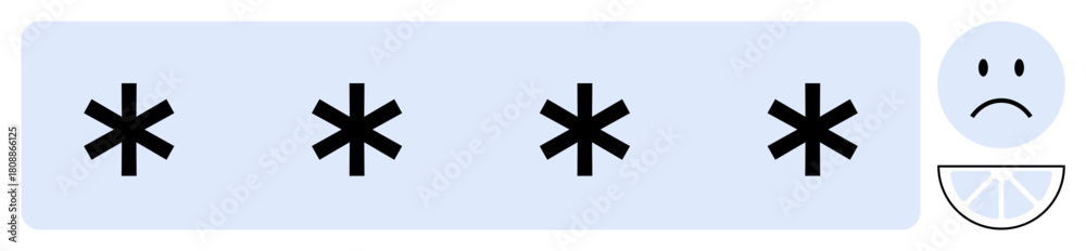 Fototapeta premium Password security concept. Asterisks encrypted password protection for secure systems. Password security s cybersecurity and data safety. For tech, encryption, user interfaces, and digital tools