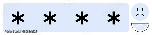 Password security concept. Asterisks encrypted password protection for secure systems. Password security s cybersecurity and data safety. For tech, encryption, user interfaces, and digital tools
