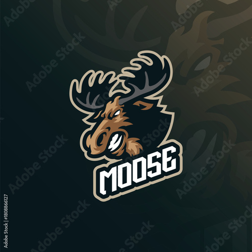Moose mascot logo design vector. Moose head illustration for sport and esport team.