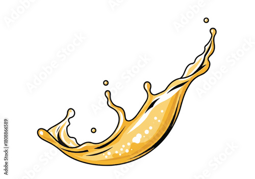 Vibrant Golden Citrus Juice Splash with Droplets in Motion.