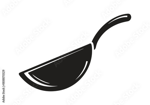 Black silhouette of a wok pan isolated on