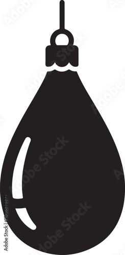 Black silhouette of a teardrop shaped ornament with a decorative cap Christmas
