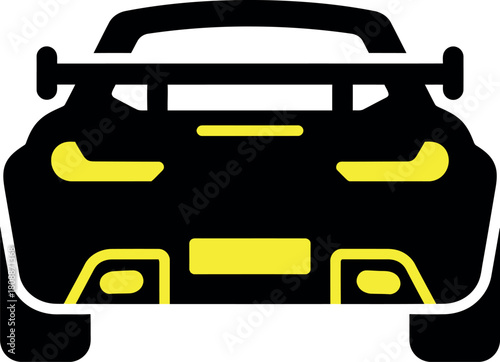 back view iconic sports car vector with yellow lights Vector