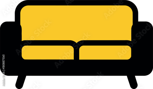 Minimalist yellow and black sofa Vector for home design