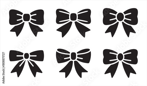 Elegant Bow Silhouette Collection for Packaging, Fashion, and Party Graphics