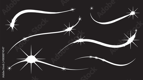 Elegant trails of sparkling light with stars on a design