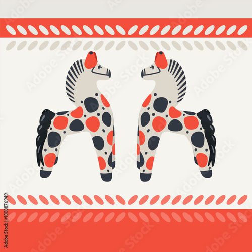 Two cows stand opposite each other. Dymkovsky toy