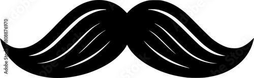 a black mustache on a white background, simple design, minimalistic, flat vector illustration