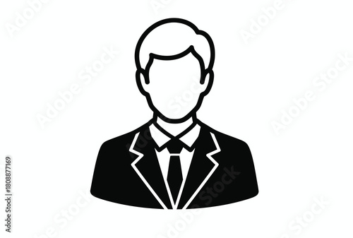 Businessman avatar icon in black and white style