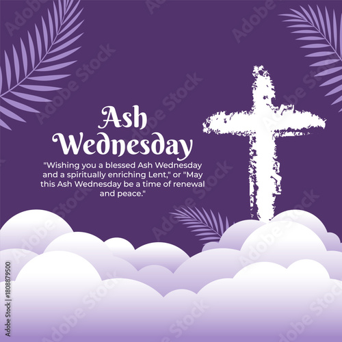 Vector illustration of Ash Wednesday social media template