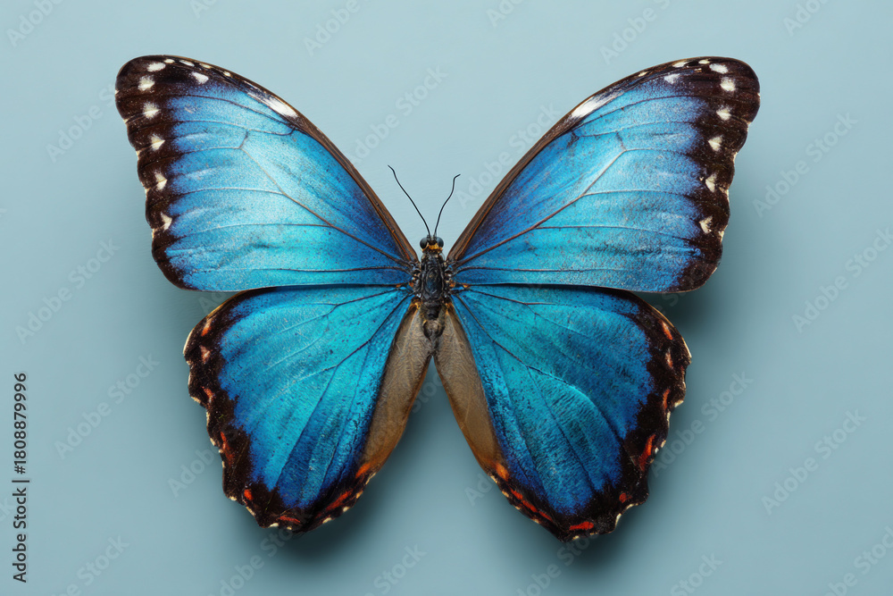 Fototapeta premium Blue Morpho Butterfly isolated solid background