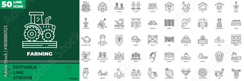 Farming Line Editable Icons set