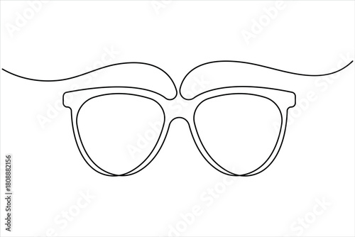 Sunglasses abstract continuous one line art drawing of minimalist isolated modern eyeglasses outline illustration design