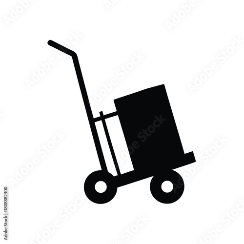 Hand Truck Dolly Push Cart Moving Equipment Vector Icon Illustration Design