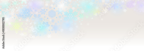 幻想的な冬の背景イラスト　寒い日の白い息と雪の結晶のイルミネーション