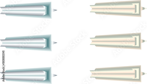 Isolated set of metal bars and web elements are drawing design objects