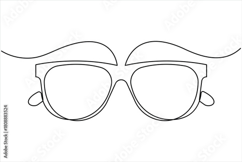 Sunglasses abstract continuous one line art drawing of minimalist isolated modern eyeglasses outline illustration design