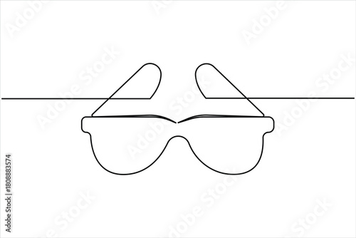 Sunglasses abstract continuous one line art drawing of minimalist isolated modern eyeglasses outline illustration design