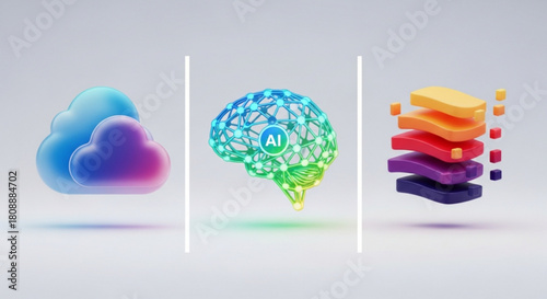 Cloud computing ai brain data layers artificial intelligence neural network technology concept image